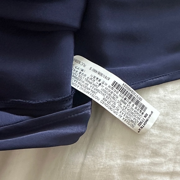 Zara Deep Blue/Navy Satin Midi Dress Sz S - Picture 7 of 8